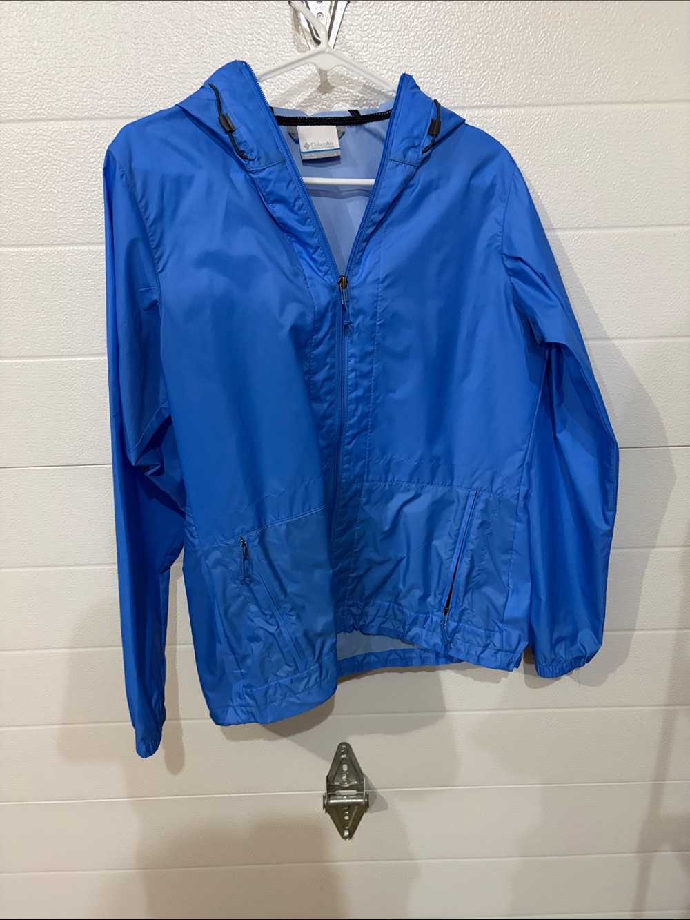 Columbia Light Blue Hooded Rain Jacket